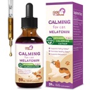 Cat Melatonin Natural Calming Drops, Support Falling Asleep &amp; Healthy Sleep, Herbal Extract Relax Supplement with L-Theanine, Valerian, Catnip, Passion Flower and Chamomile. 2 oz
