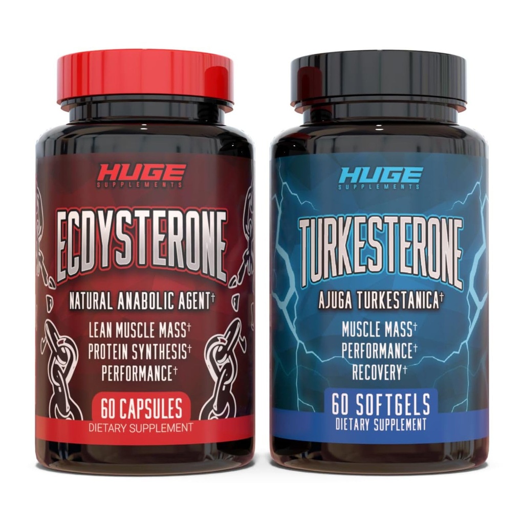 Suplementos enormes Turkesterone &amp; Ecdysterone Stack, Build Muscle & Strength, Enhanced Absorption Technology (60 Servings)