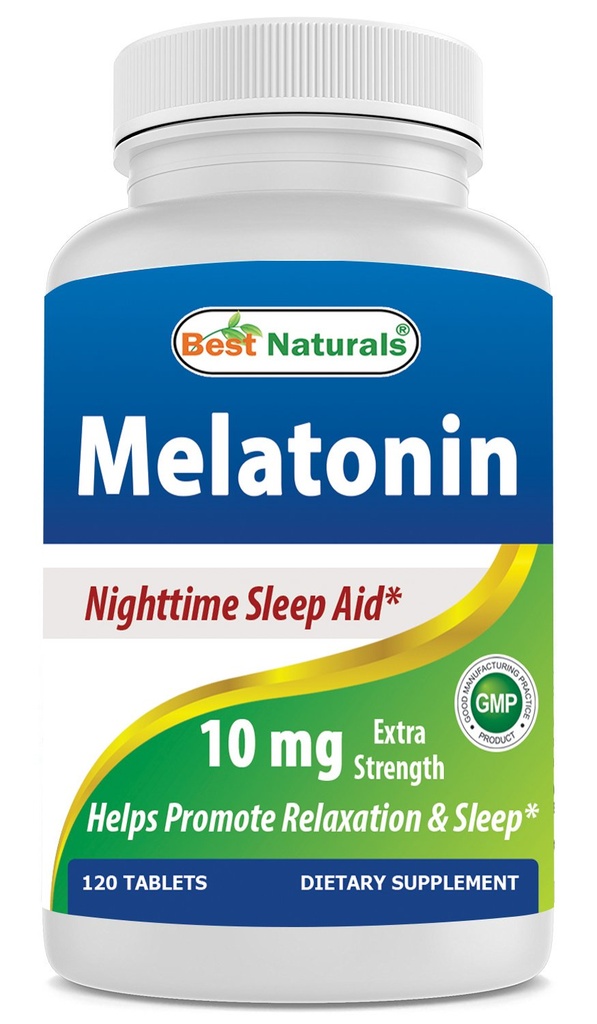 Mejores Naturales Melatonina 10mg (No-GMO) Tabletas - Ayuda a promover la relajación &amp; sueño - 120 Conde