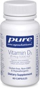 Encapsulaciones puras Vitamina D3 25 mcg (1,000 UI) - Suplemento de Bono de Apoyo, Conjunto, Breast, Corazón, Colon & Immune Health - con Vitamina Premium D - 60 cápsulas