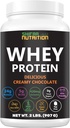2 Lbs Halal Whey Protein Powder Creamy Chocolate. 24g Protein, 5g BCAAs & 420mg Glutamine. para la construcción de músculos magros & Recuperación. Libre de azúcar, Keto-Friendly, Sin gluten, No GMO
