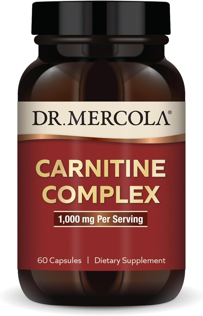 Dr. Mercola Carnitine Complex, 30 Servings (60 Capsules), Suplemento dietético, 1000 mg Por Serving, Supports Immune Health, Non-GMO