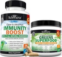 Super Greens Powder con Probióticos Prebióticos y Enzimas Digestivos (30 Serviciones) Más 17 en 1 Suplemento de Apoyo Inmunitario con Antioxidantes (1 Mes de Suministro)