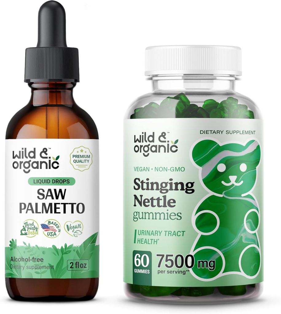 Wild & Organic Saw Palmetto Tincture 2 fl oz & Stinging Nettle Root Gummies