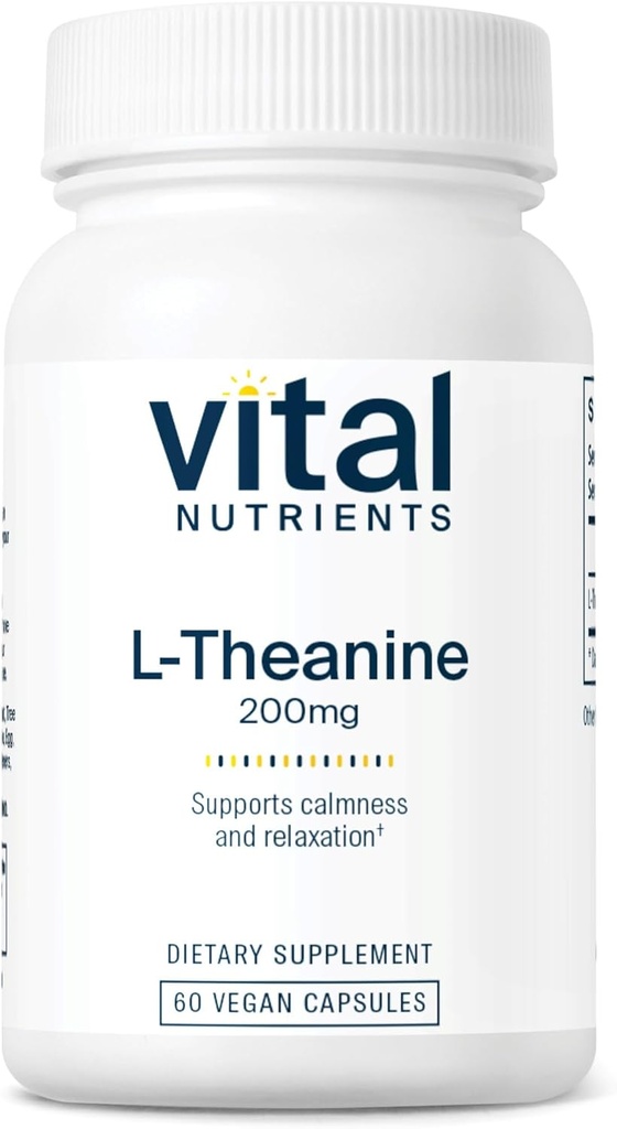 Vital Nutrients L-Theanine 200mg ← Vegan Supplement TEN L Theanine Supplement Supports Normal Stress Levels and Cognitive Function*