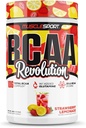 Musclesport BCAA Revolution Amino Acid Powder Suplemento para Hombres & Mujeres - Complejo de entrenamiento de entrenamiento intra - Supplemen de recuperación (Strawberry Lemonade, 30 Servimientos)