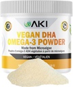 AKI Omega 3 DHA Micro Algae Powder Suplementos - Planta Basada Keto Vitamina - Alternativa a Pez o Aceite Krill - Vegan & No GMO (4.58oz/130g)