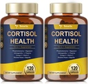 Cortisol Suplemento con Ashwagandha,Magnesium,Rhodiola Rosea,L Theanine,Hormone Balance for Women Mood, Focus, Sleep Support 120 Vegan Capsules (Pack of 2)
