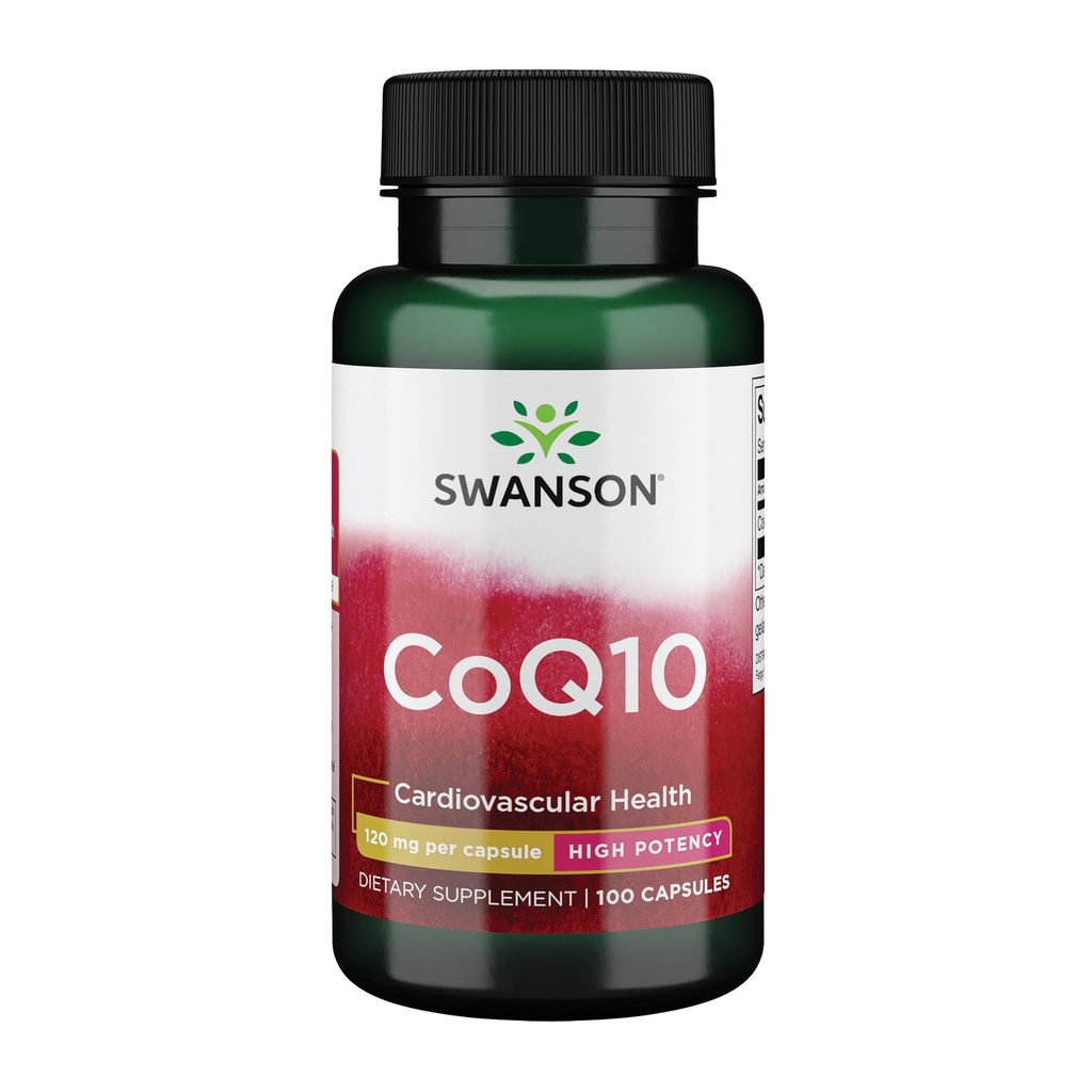 Swanson CoQ10 - Ayuda a promover la salud del corazón, el apoyo energético, " Ayuda al sistema cardiovascular general Salud - Ayuda a mantener la coenzima Q10 Suplemento - (100 cápsulas, 120 mg cada uno)
