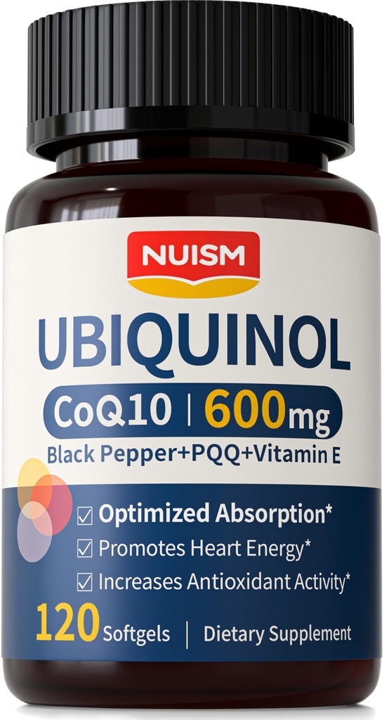 CoQ10 600mg Softgels,Ubiquinol Q10 Coenzyme Suplemento,Coq 10 600mg Vitaminas Absorción Máxima,Apoyo Antioxidante para la Salud del Corazón y Energía