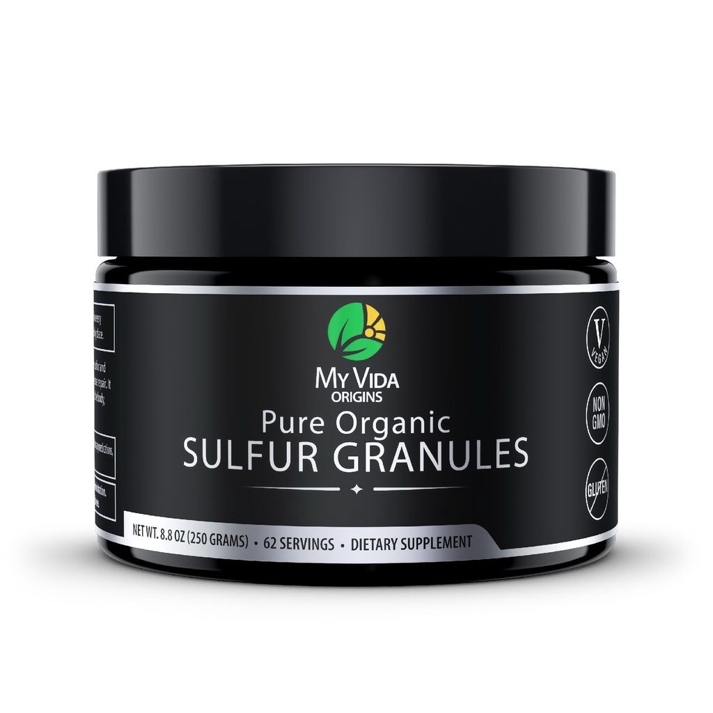 Mi Vida Orígenes Puro Sulfuro Orgánico TENIDO 99% Puro MSM Granulas Apoyo Skin, Hair, " Joint TEN Non-GMO, Vegan, Gluten Free (62 Servimientos) 2 Meses Suministro
