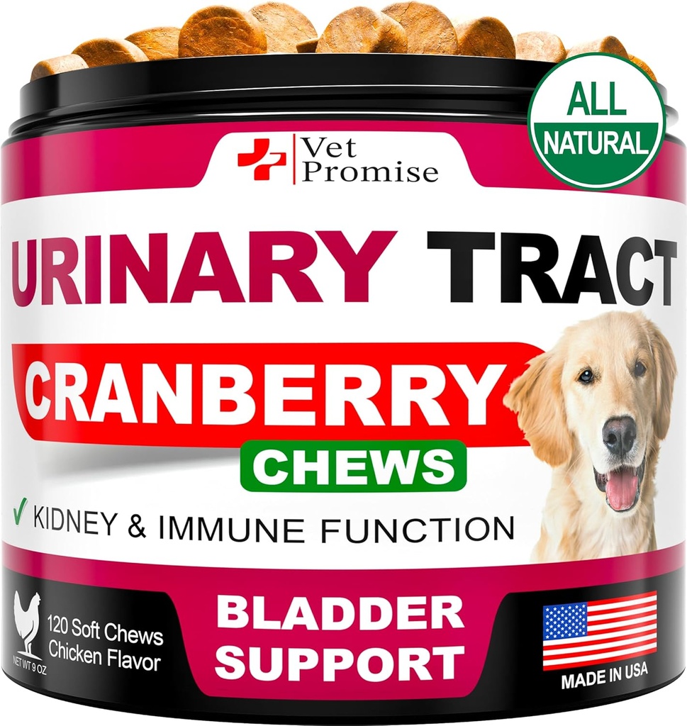 Tratamiento para perros UTI - Suplemento de arándano para perros UTI - Control de vejiga - Tratamiento de infecciones urinarias Medicina - Suplemento de arándano Vitaminas Multivitamina Chews - Made in USA