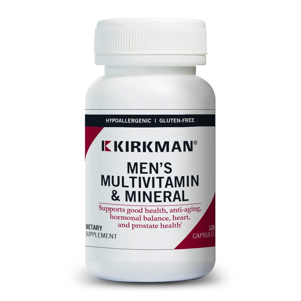 Kirkman 60 a 90 Hombres Multi-Vitamin y Mineral Boost TENIDO 120 Capsules Vegetarianos TENIDO SUPERVISIÓN Proporciona una vitamina integral y soporte mineral para Hombres de Edad TENIDO Gluten y Casein Gratis