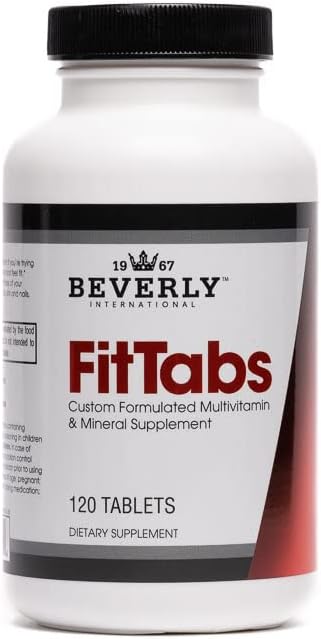 Beverly International Fit Tabs Daily Multi-Vitamin/Mineral with Iron Peptonate,120 Tablets. (30 Servings) Note The Difference. No se pierda en los beneficios saludables. Su cuerpo mental es prioritario.