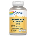 SOLARAY Magnesium Citrate 400mg - Suplemento Magnesio - Bone Health, Muscle, Relax and Heart Health Support - Ausorción mejorada, Vegan, Gluten Gratis, 60 días de garantía, 60 servidumbres, 180 VegCaps