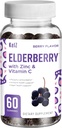 KelZ Elderberry con Zinc & Vitamina C Suplemento Gummies, Berry Flavor, 60 Conde (Pack of 1)