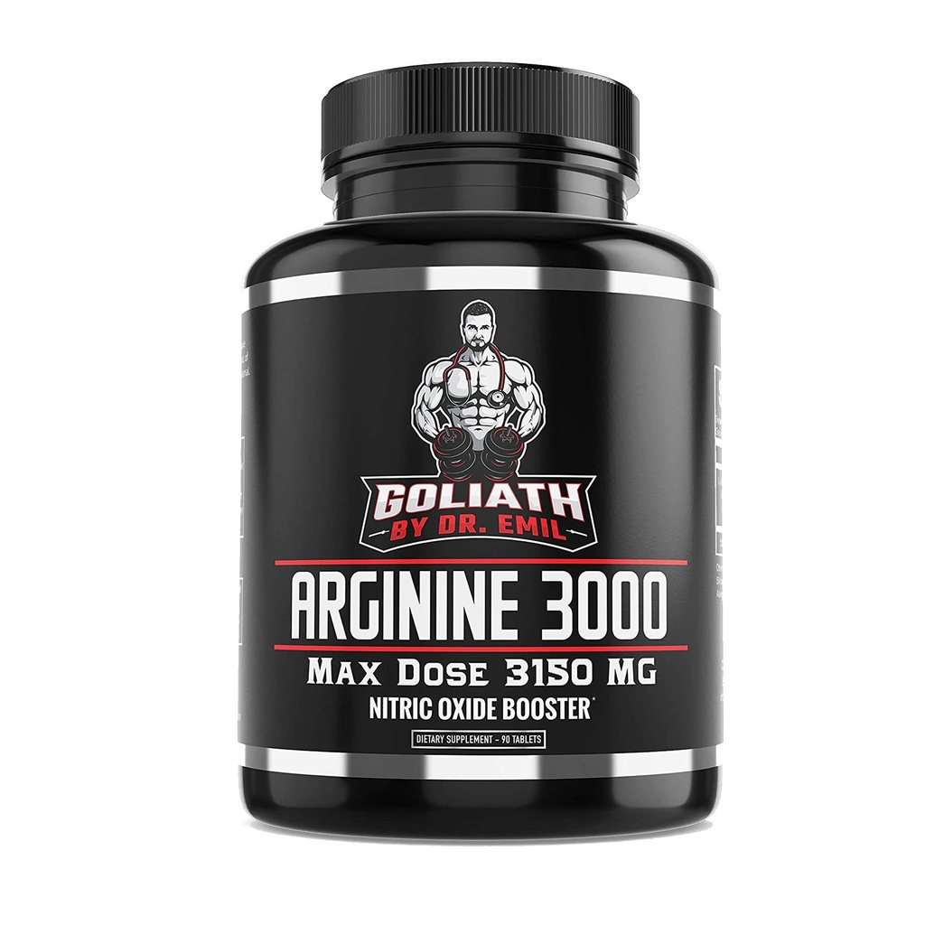 Dr. Emil - L Arginine (3150mg) Dosis de cápsulas más alta - Suplemento de óxido nítrico para la vascularidad, la resistencia y la salud cardíaca (AAKG y HCL) - 90 Tablas