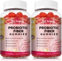 9-en-1 Gummies de fibra probiótica para adultos " adolescentes 16G fibra por ser, suplemento de fibra de Psyllium con 5 millones de francos CFU Bacillus Coagulans, Inulin, ACV para digestivo, Gut & Immune Wellness - 2 botellas