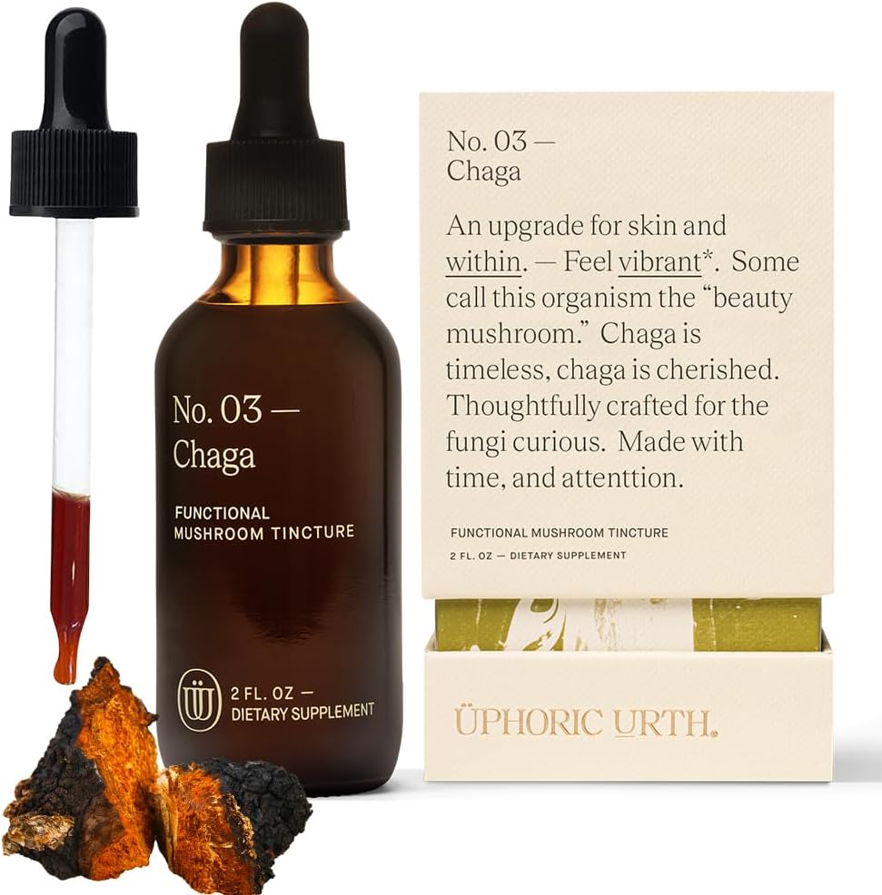 Chaga Mushroom Extract - Doble cuerpo de frutas extraídas Mushroom Tintura, Antioxidantes, Cabello, Piel, Salud de uñas (60 Servings)