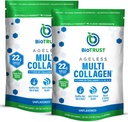 BioTrust Ageless Multi Collagen Protein Powder – 5 Tipos de colágeno (I, II, III, V, X) para el cabello, la piel, las uñas " juntas: carne de grano, pescado sostenible, membrana de pollo " .
