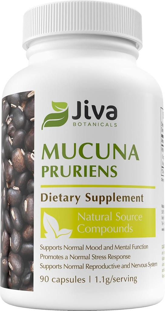Jiva Botanicals - Mucuna Pruriens Capsules- Velvet Beans - Mucuna Pruriens Extracto en forma de polvo - 90 cápsulas