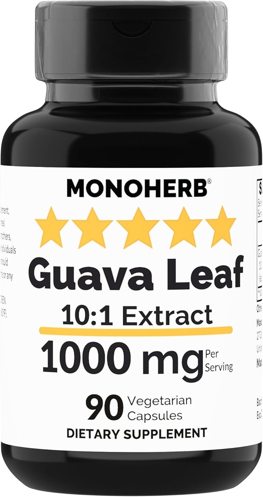 Guava Leaf 10x Extracto 1000 mg - 90 cápsulas - Igual a 10.000 mg