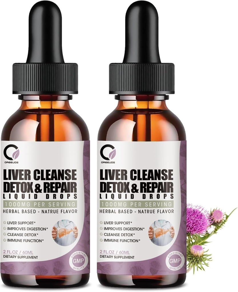 Milk Thistle Liver Cleanse Detox & Repair Suplemento Liver Support Liquid Drops with Dandelion Extract, Artichoke