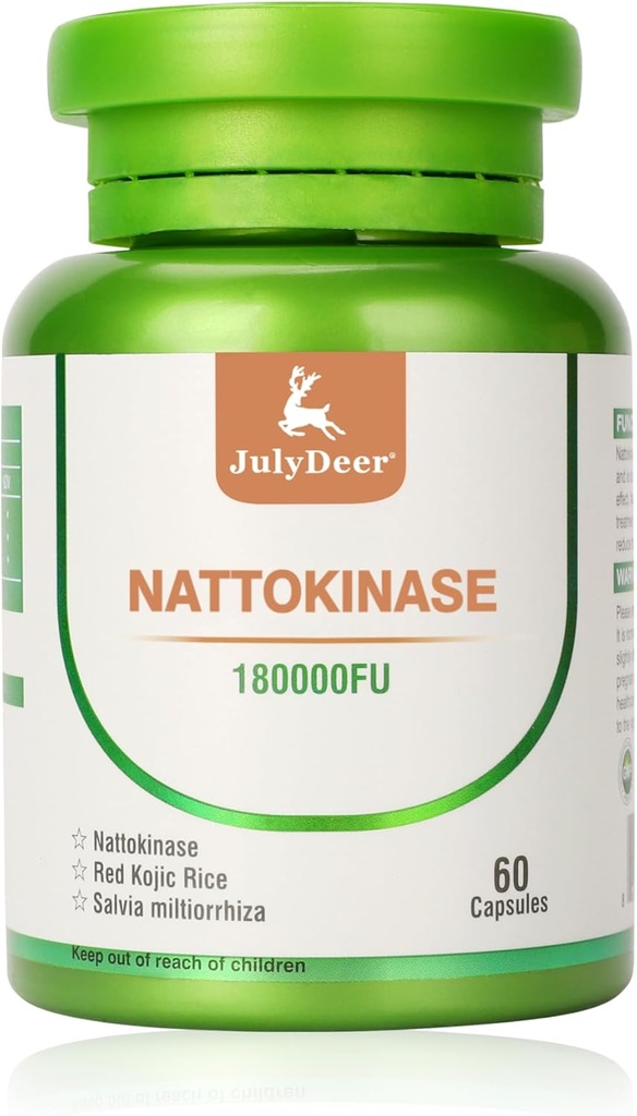 Suplementos de Nattokinase 180, 000FU Botella entera 60 cápsulas, 6, 000FU 2 cápsulas Suplementos nutricionales diarios Enzimas sistémicos Amigo vegetariano para soporte cardiovascular y circulatorio