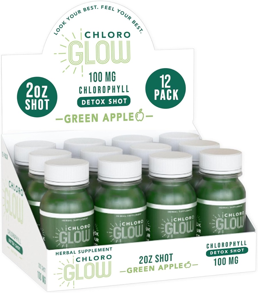 Zapatos de clorofila – Bebida ecológica de manzana verde de base vegetal para la limpieza del cuerpo de inmune – Suplemento natural (12 Pack)