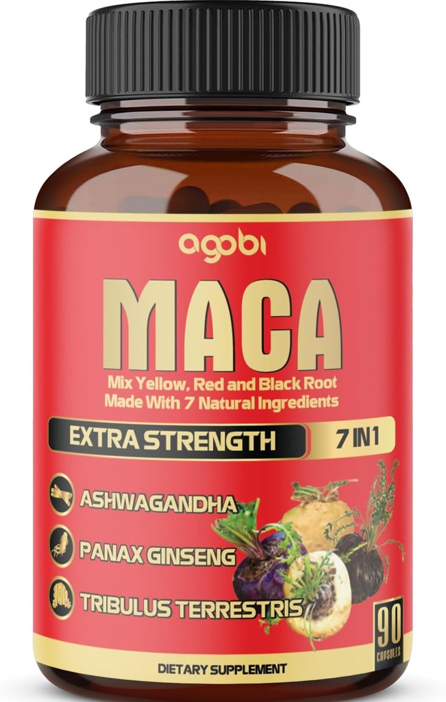 Maca Root Capsules - Supports Natural Health - Energy - Performance & Mood Supplement - Aumento del flujo sanguíneo de 3 meses de suministro