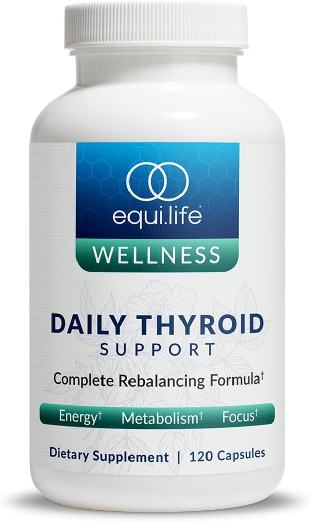 Equilife Thyroid Support, Vitamins and Minerals Supplement with Vitamin C, Zinc, Vitamin E, Iodine, and Selenium, Adaptogens ' Amino Acids Formula, Wellness Total, Gluten Free, 120 Capsules
