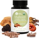Tesoro Herbal 4 en 1 Mushroom Suplemento Complejo, Adaptógenos con Mane de León, Reishi, Chaga y Cordyceps Mushroom Blend, Suplemento de Mushroom Orgánico Extracto 90 Caps