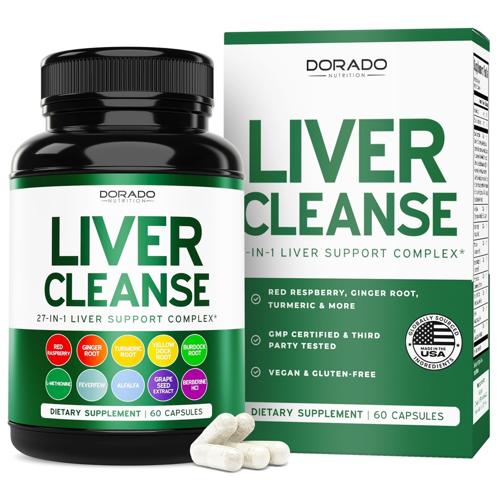 Liver Cleanse Detox " Repair (27 en 1 Fórmula - Milk Thistle, Dandelion Root, Turmeric, Artichoke Extract " Más) - Detox Cleanse Supplement, Liver Support for Adults, Vegan - 60 cápsulas