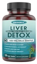 Suplemento de hoja de leche para la limpieza del hígado Detox " Reparación, Suplemento de hígado con 450 mg Extracto de cardo de leche (80% de silicona) para el soporte y la salud del hígado, libre de transgénicos, 120 cápsulas de verduras (60 días-supply)