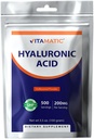 Vitamatic Hyaluronic Acid Powder 200mg - Apoya tejido conectivo saludable y articulaciones - Promover la piel saludable juvenil - 100 gramos
