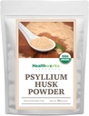 Saludos Psyllium Husk Polvo Orgánico -16 Oz / 1 Lb - Raw - Certified Organic - Finely Ground Powder de India - Keto, Vegan " Non-GMO - Soporte de fibra