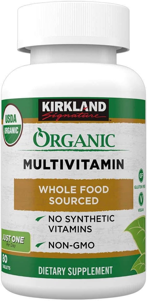 KIRKLAND Firma USDA Multivitamina orgánica, 80 Tabletas caladas