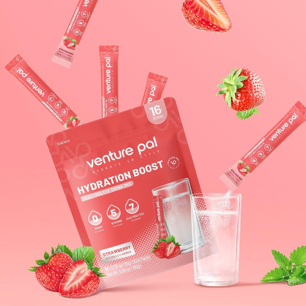 Venture Pal Sugar Free Electrolyte Powder Packets - Liquid Daily IV Drink Mix for Rapid Hydration " Party Recovery TEN 5 Vitaminas " 7 Electrolytes permanentes Keto Friendly ← Non-GMO Silencio Certified Vegan tención 16 Sticks