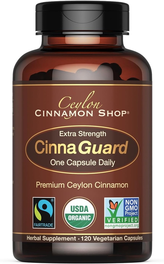 CinnaGuardTM Organic Ceylon Cinnamon Supplement 2500mg per Capsule