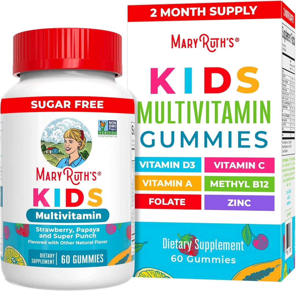 MaryRuth Organics Niños Vitaminas ← Multi Silenciosos Azúcar Libre Silencio 2 Mes Fuente Silencio Niños Gummies multivitamínicas para la Edad 2+ Silencio Vegan Silencio Únicamente 1 Gummy a Day tención 60 Conde
