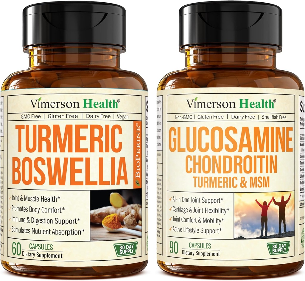 Suplemento de la Curcumina Turmérica con Boswellia Serrata Extracto " Glucosamina Condroitina MSM y Suplemento Turmérico