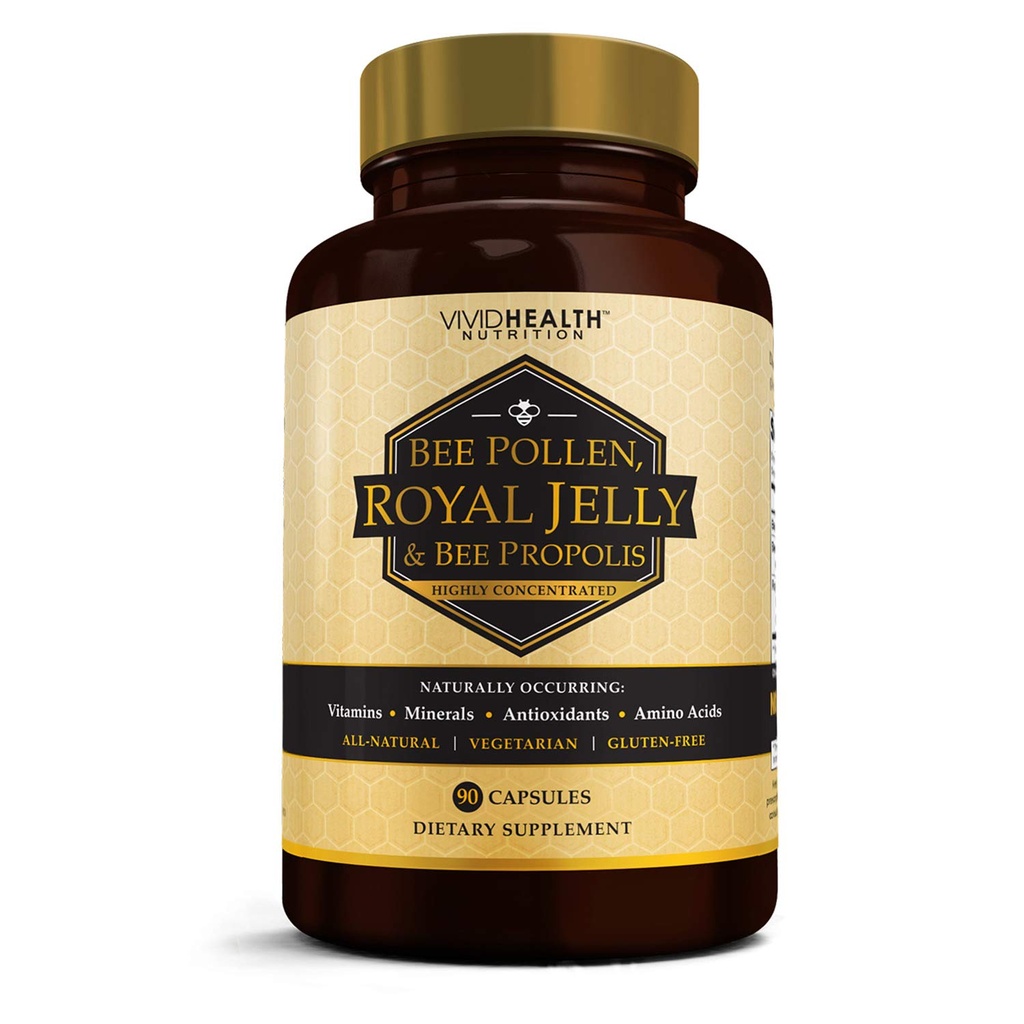 High Potency Royal Jelly and Bee Pollen Capsules, 90 Count