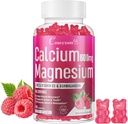 Magnesio de calcio Zinc Gummies & Vitamina D3,B6,B12,Inmune & Supporting Bone Health Calcium Magnesium Suplemento para Mujeres Hombres,Sugar-Free Vegan Raspberry Flavor 90 Cuentas