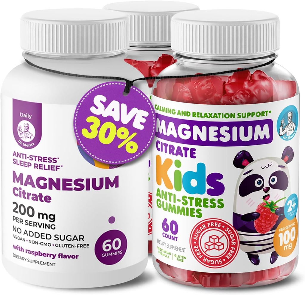 Niños Magnesio 120 cuentan y Magnesio 60 cuentan Gummies libre de azúcar - Suplemento de Gummies de Magnesio Calma para Niños, Lágrimas de Magnesio Libre de Azúcar para Adultos Niños