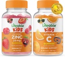 Zinc 24 mg niños + Vitamina C Niños, Gluten Free, GMO Gratis, Chewable Gummy