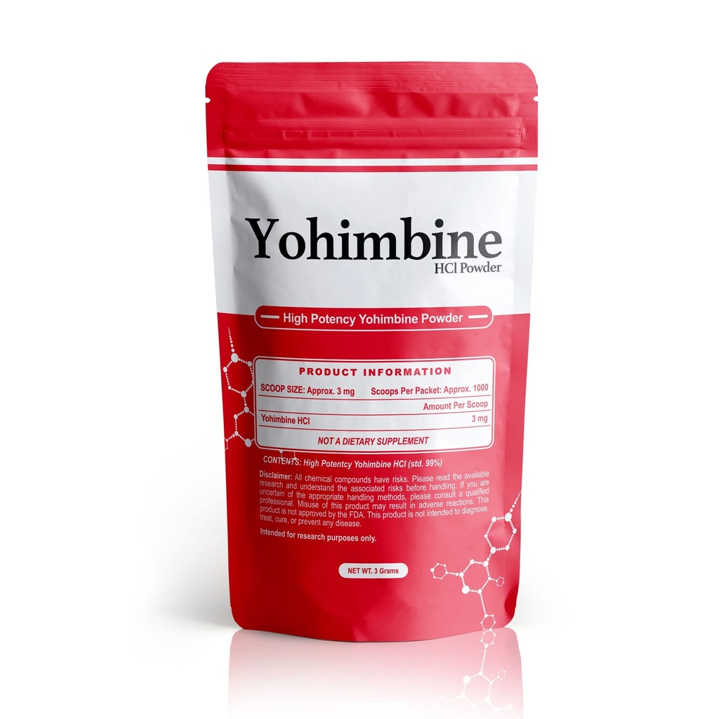 BulkStimulants Yohimbine HCl Powder TENIDO 3 mg por Scoop TEN 1000 Scoops por Packet TEN 3 Grams