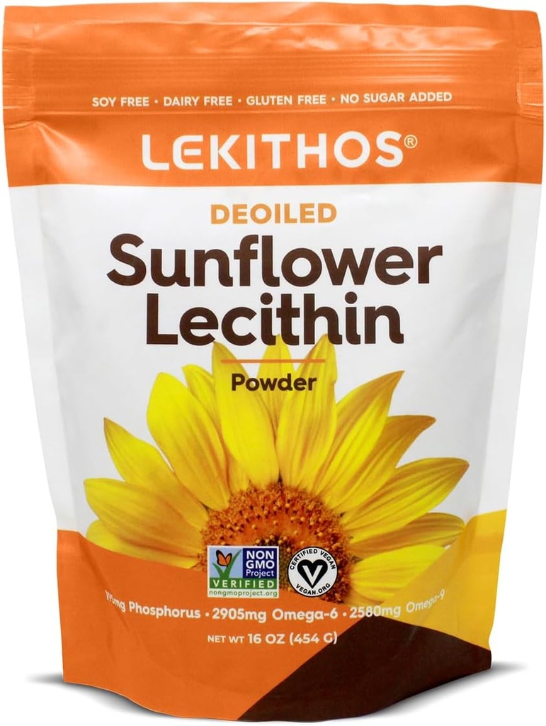Lecithin Powder - 16 oz - Rico en Phosphatidyl Choline - Non-GMO Proyecto Verificado - Soy Gratis