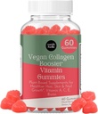 Elle Vegan Collagen Booster Gummies for Women with Biotin and Vitamins - Boost Hair Nails and Skin Health, Anti-Aging - Delicious Sugar Free Berry Flavor - Easy to Chew - 60 Count