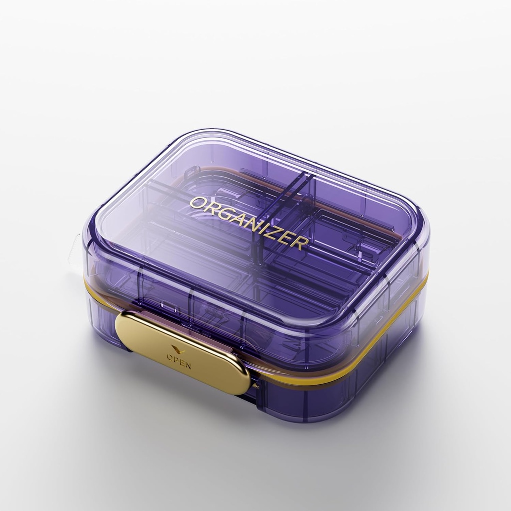 Bexeen Medicine Pill Organizer Travel Cute Pill Container Small Pill Box for Purse Mini Pill Case Portable Vitamin Holder Organizador Compacto Tamaño del viaje Medicamento Farmacia de bolsillo diario para suplemento