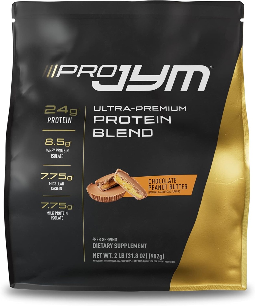 Pro JYM Chocolate Peanut Butter Protein Powder - Whey Protein Isolates, Casein, " Milk Protein, Lean Muscle Building for Men ' Women, JYM Supplement Science, 22 Servings